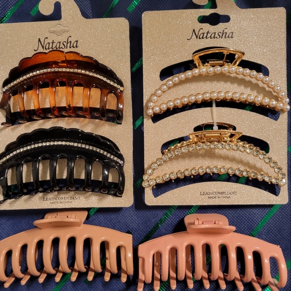 6 NEW Large Hair Claw Clips